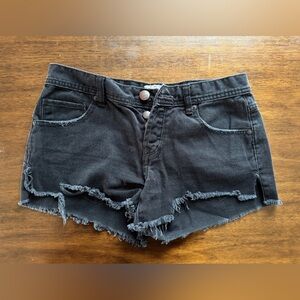 Free People Black Frayed Hem Denim Shorts